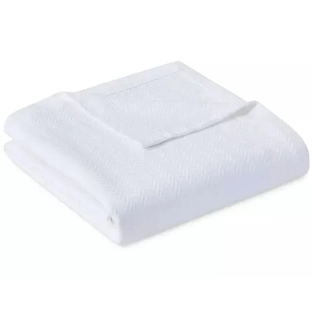 Hotel Collection 100% Egyptian Cotton Twin Size White Blanket - NEW